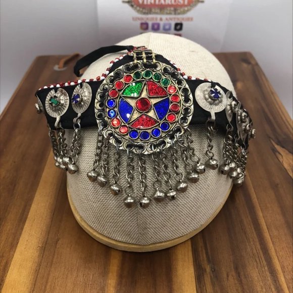 Afghan Matha Patti, Traditional Matha Patti With Multicolor Glass Stone, Tribal main image 4